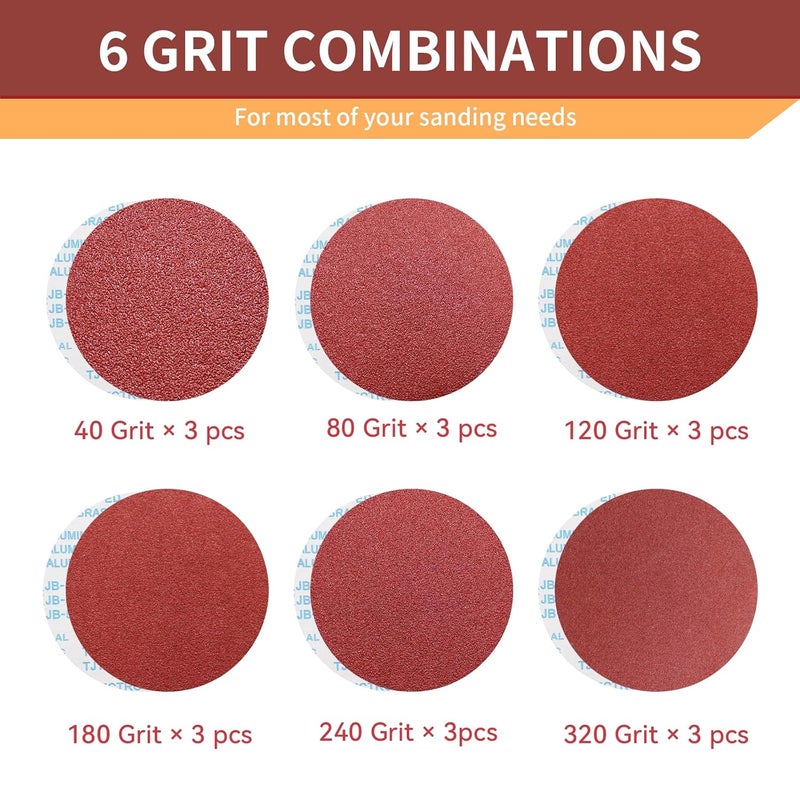 SenmaiTools 18 PCS 8" PSA Sanding Discs - 3 Each of 40 80 120 180 240 320 Grit - 8 Inch Self Adhesive Stickyback Sandpaper Discs for 8inch Sander, Sand Automotive Car Paint, Woodworking Wood, Metal - Image 4